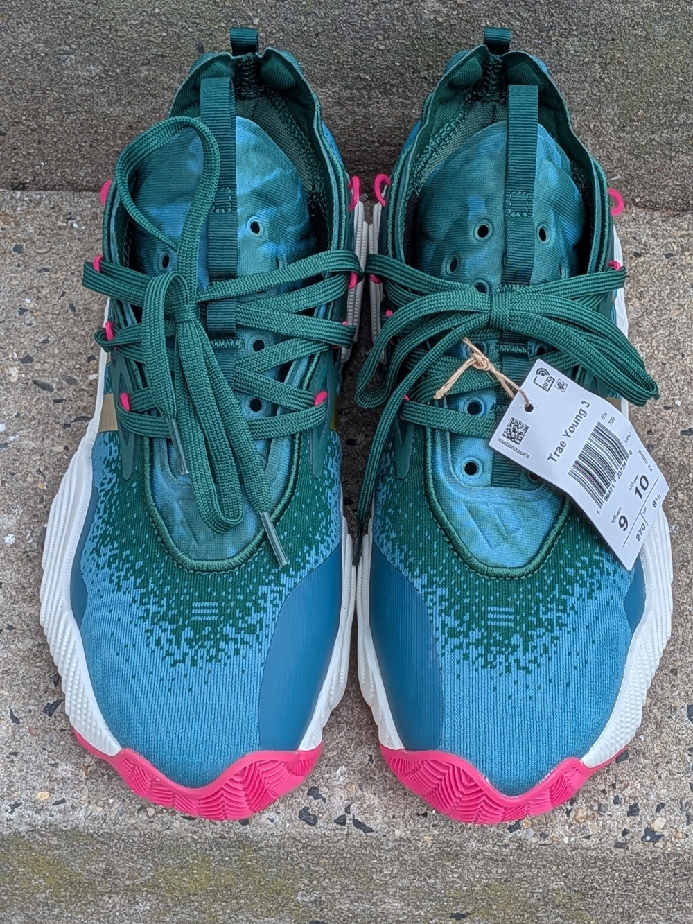 Adidas Trae Young 3 Teal Athletic Sneakers Size 9 - Picture 3 of 5